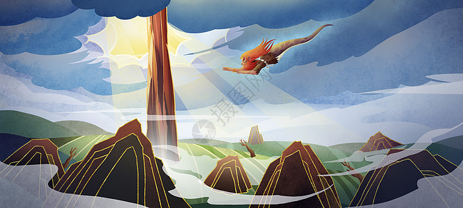 iopen6少儿绘本中国传统神话故事共工怒触不周山6插画