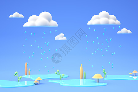 雨伞banner夏季雨天场景设计图片
