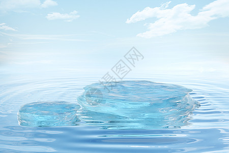 游泳背景夏季清新展台设计图片