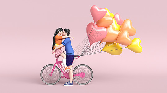 3D美女3D热恋情侣场景设计图片