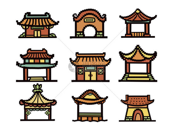 中国风古风建筑世界博物馆日中国文化像素画2图片