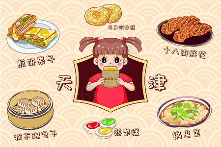 卡通天津美食图片