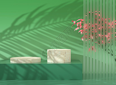 夏天绿色植物展台建模背景图片