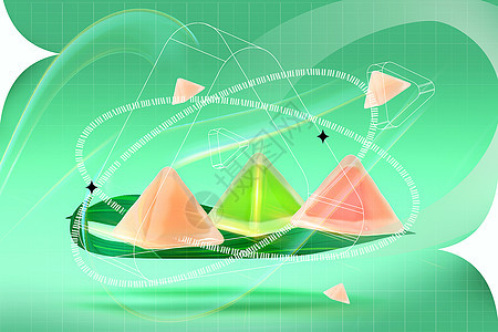 酸性C4D端午节水晶粽子背景图片
