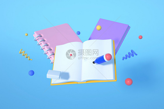 创意C4D书本笔记本3D立体模型图片