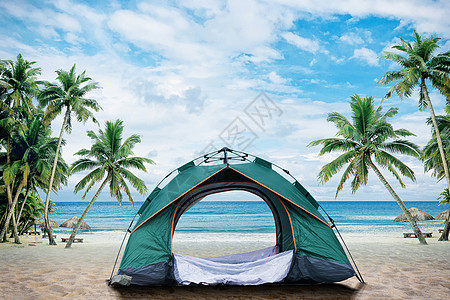 海滩海边露营背景图片