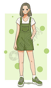 二次元少女日常穿搭立绘人物插画6背景图片