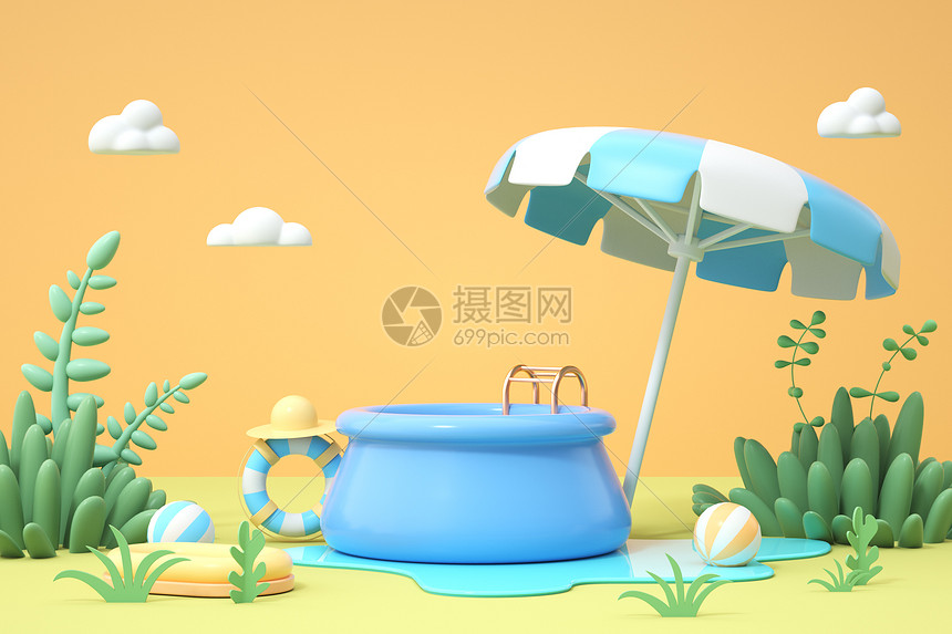 夏季简约水面场景图片