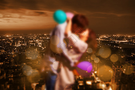 浪漫情侣城市拥吻背景图片