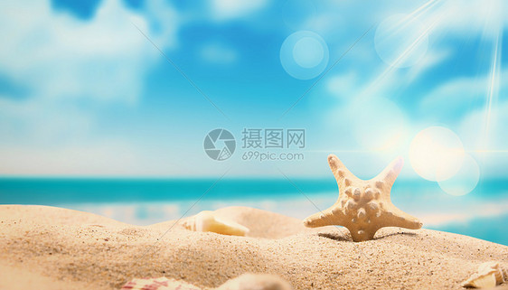 清凉夏日沙滩海边图片