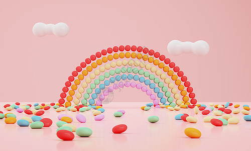 3D彩虹糖创意场景图片