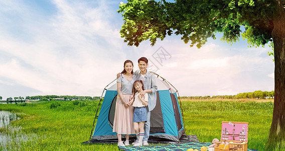 家庭露营海报背景图片