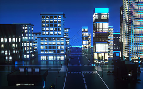 科技感的建筑c4d科技城市建筑背景设计图片