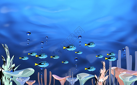 海底世界鱼群c4d深海鱼群设计图片