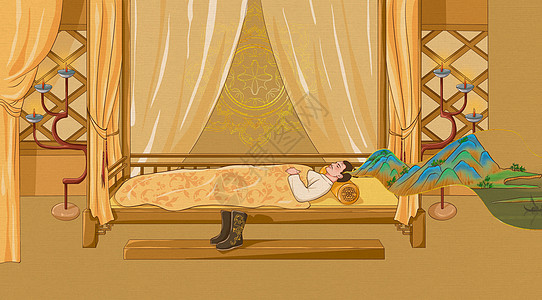 躺在地板插画_躺在地板卡通_躺在地板插图_手绘_板绘_摄图网