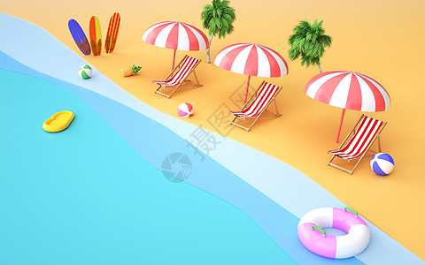 C4D水花c4d卡通夏季海滩场景背景设计图片