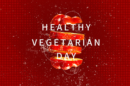 创意红色切蔬菜健康素食日图片