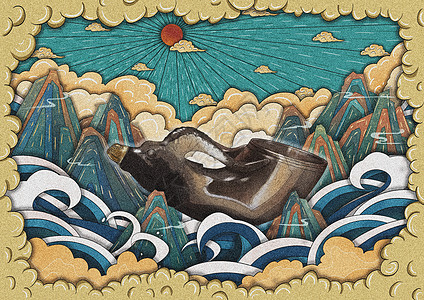 玉器logo陕西历史博物馆之唐代俏色玉雕镶金兽首玛瑙杯插画
