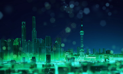 绿色科技光线城市建筑空间图片