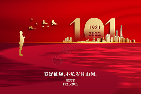 建党节红色创意建党101周年背景图片