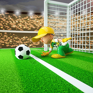 C4D卡通足球男孩地面发球3D元素图片