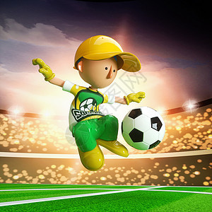 C4D卡通足球男孩吊球过人3D元素图片