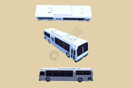 C4D白色低面卡通公交车汽车3D渲染元素样机图片