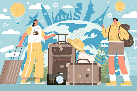 出国旅游矢量插画图片素材