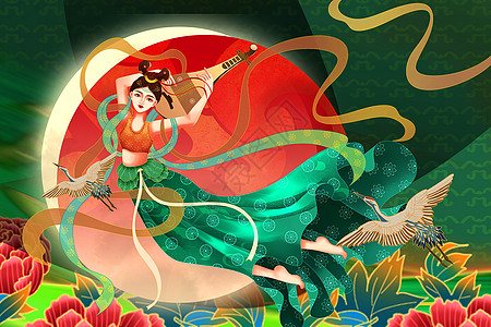 国潮中国风飞天仙女背景图片素材