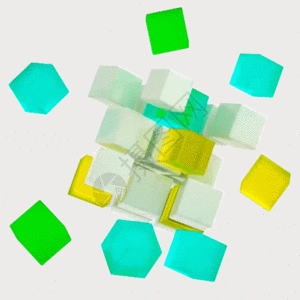 C4D玻璃毛玻璃几何方块立方体卡通GIF图图片