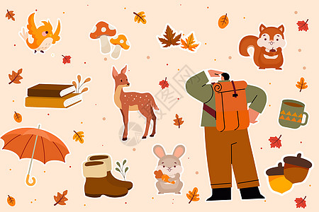 秋季元素矢量插画图片
