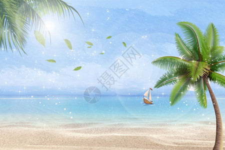 清新海滩背景图片