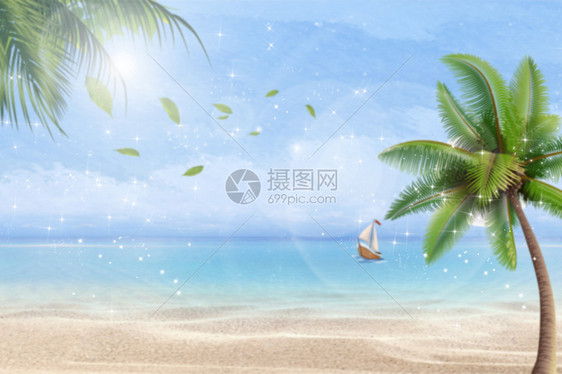 清新海滩背景图片