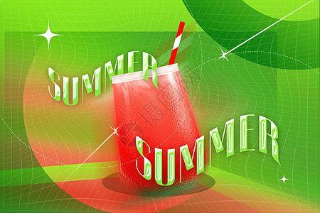 玻璃风夏日冰镇饮品背景背景图片
