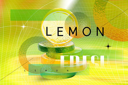 玻璃风水果柠檬背景图片