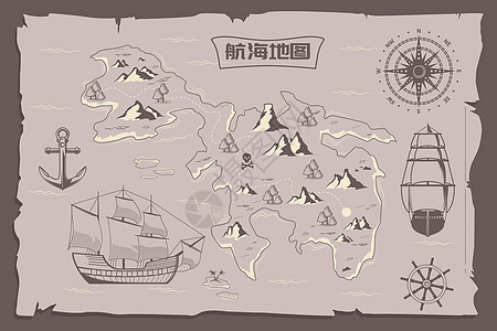 中国航海日航海地图矢量插画图片