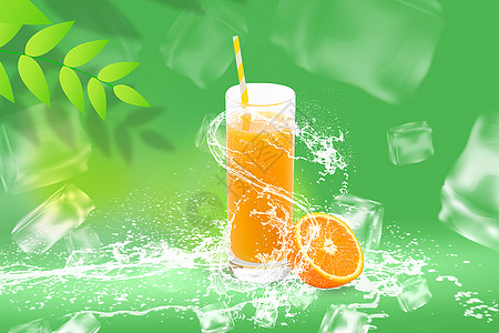 夏日冰镇橙汁背景图片