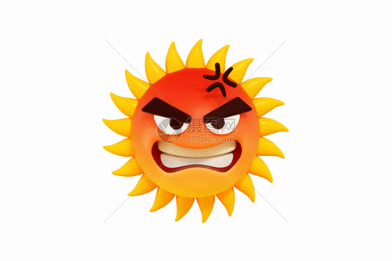 创意C4D发怒的太阳GIF图片