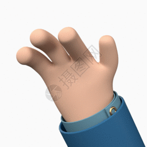 卡通C4D立体3D拳头挥拳手势黏土手指GIF图图片