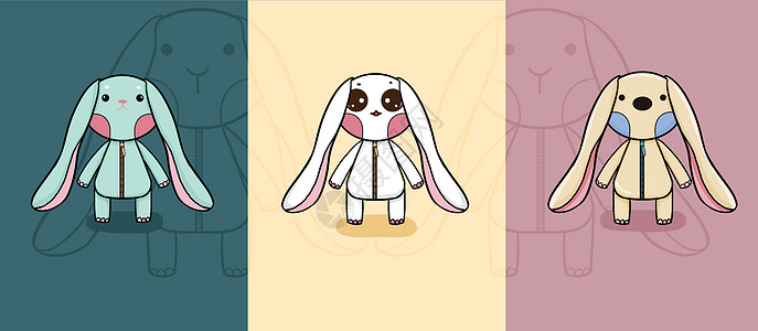 造型堆头兔年兔子形象设计卡通风格插画