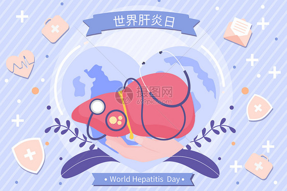 世界肝炎日爱护肝部矢量插画图片