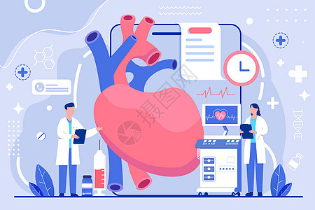 医疗健康心电图心脏矢量插画图片