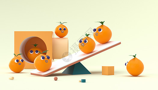 C4D创意卡通橙子图片