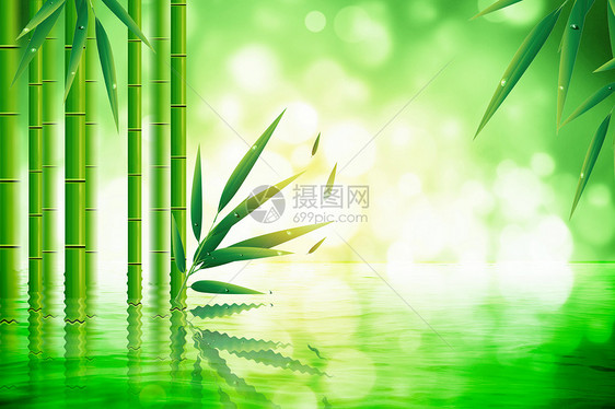 竹林水面倒影竹纹背景图片