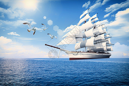 扬帆起航帆船航海科技高清图片