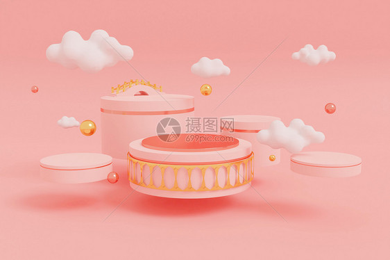 blender创意悬浮七夕展台图片