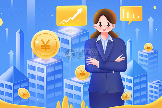 金融概念渐变金融元素背景插画图片