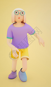 短发女孩动态3D人物模型图片