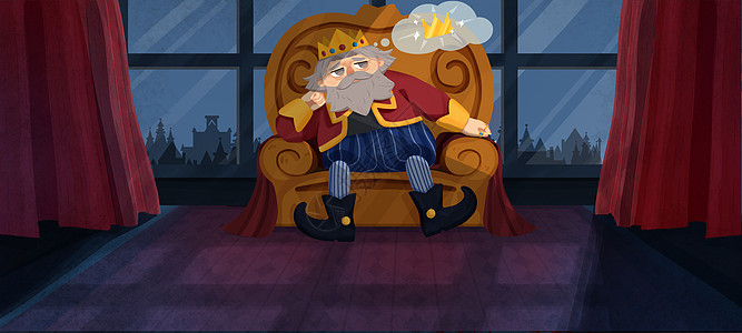 卡通可爱少儿绘本故事孤独的国王图片素材