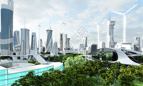 城市与森林3D未来新能源城市设计图片